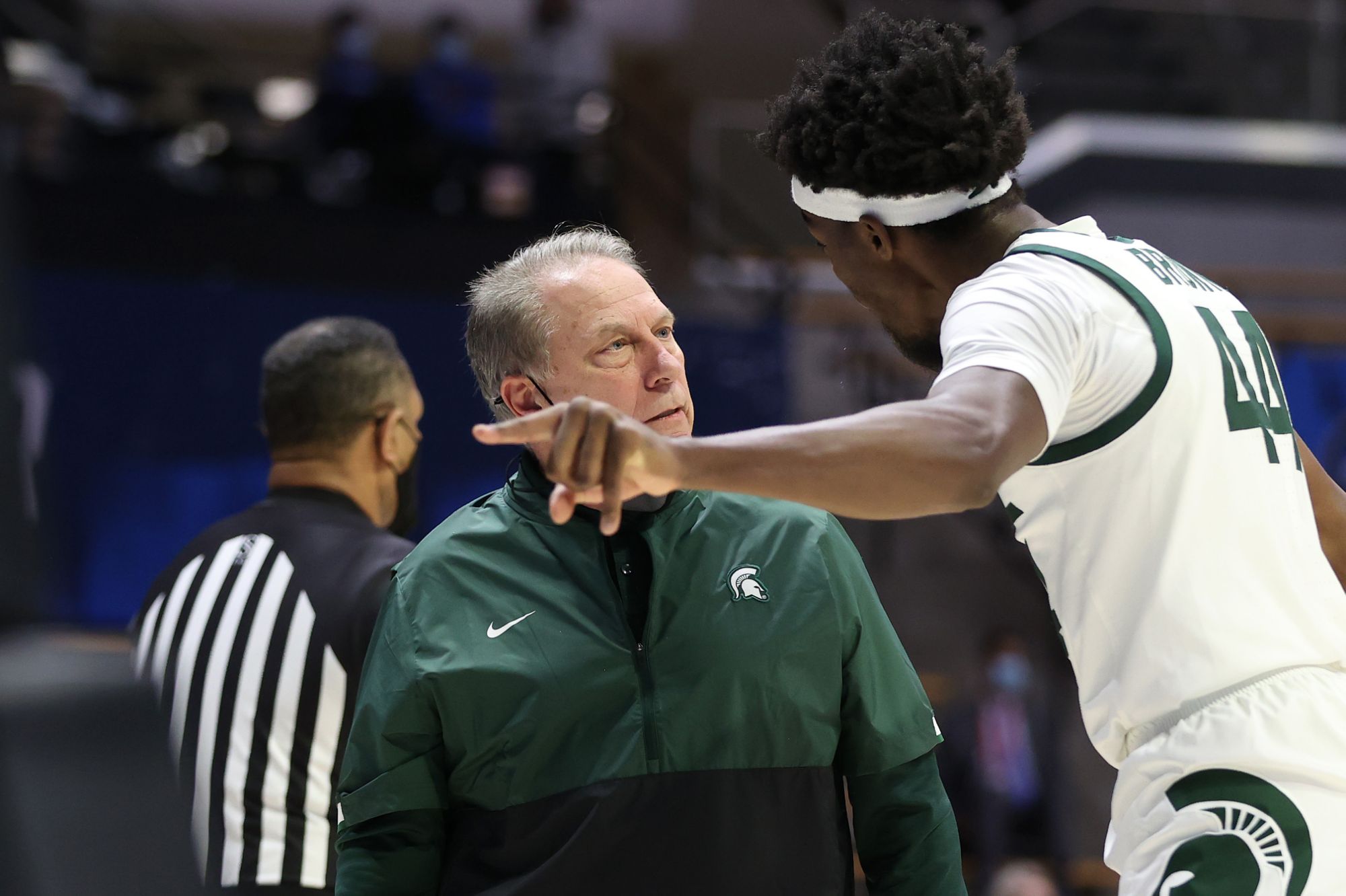 Basket Ball Player Gabe Brown Arguing With Tom Izzo