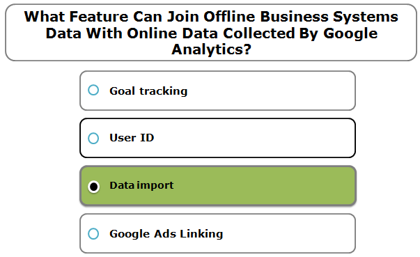 Which system can join offline business systems data with online data collected by Google Analytics?