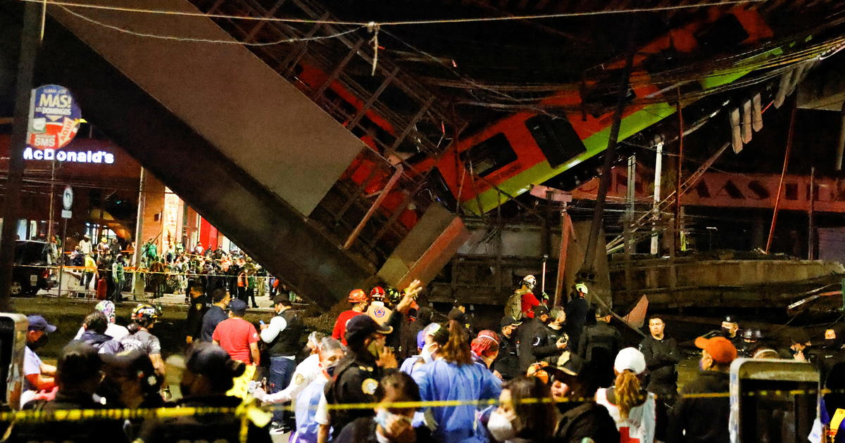 An overpass carrying out a subway train dropped in Mexico City late Monday, killing 20 people, including children, in accordance with local police officers.