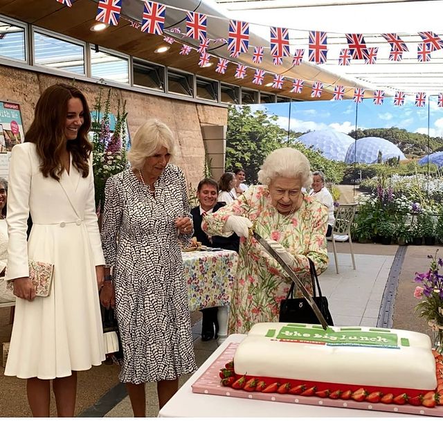 Queen Reveals off sword Abilities by cutting out the cake Throughout G7 at Cornwall