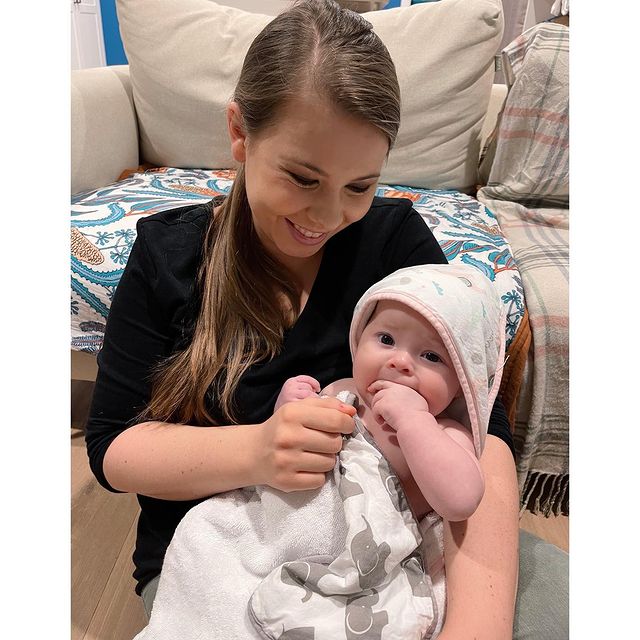 Bindi Irwin smiles with Baby Grace Warrior (3 Months) in Cute New Photo: "Happy Little Light"