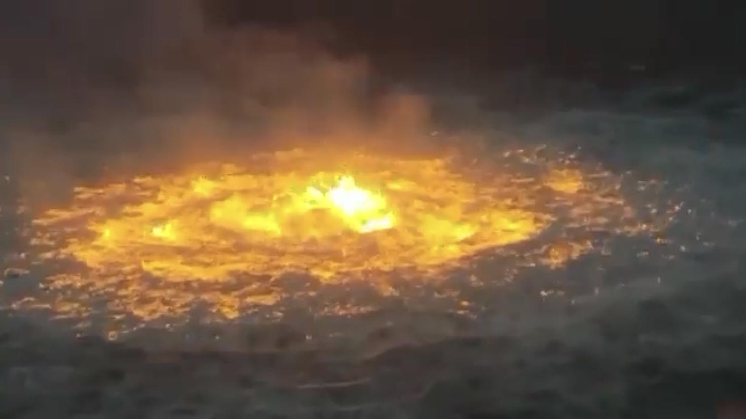 Mexican oil company says gas leak caused fire in Mexican waters.