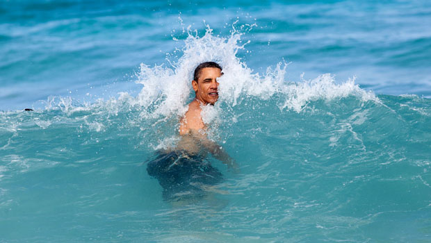 Sasha, 20, & Malia Obama, 23, PaddleBoard In Bikinis As Dad Barack GoesShirtless In Hawaii