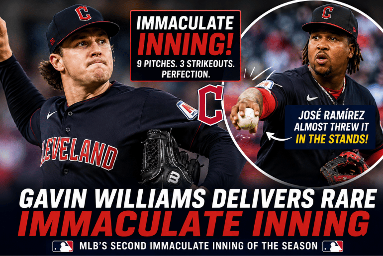 Gavin Williams Throws Rare Immaculate Inning as José Ramírez Nearly Gives Away Historic Baseball