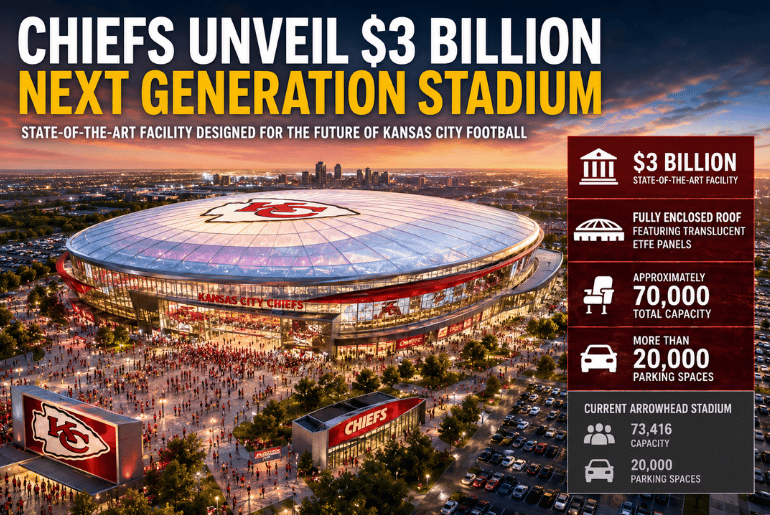 Kansas City Chiefs Unveil Plans for $3 Billion Stadium Featuring Enclosed Roof and Modern Fan Experience