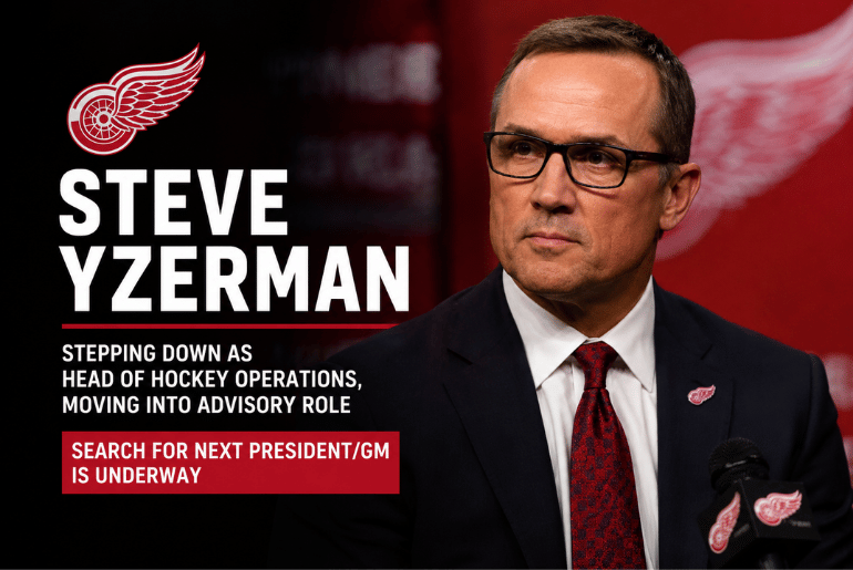 Steve Yzerman Steps Into Advisory Role as Red Wings Begin Search for New Hockey Operations Leader