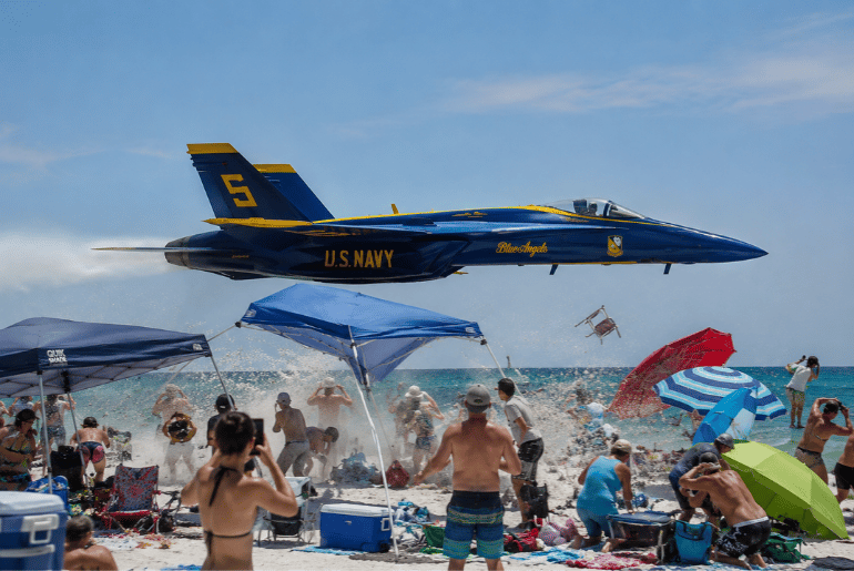 U.S. Navy Launches Review After Blue Angels Jet Makes Low Pass Over Crowded Florida Beach